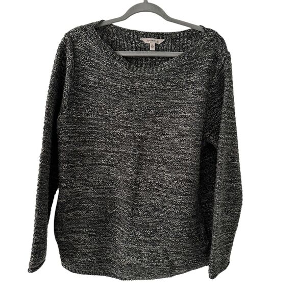 Athleta Dark Grey 100% Extra Fine Merino Wool Boat Neck Boxy Sweater Size XL - Picture 1 of 7